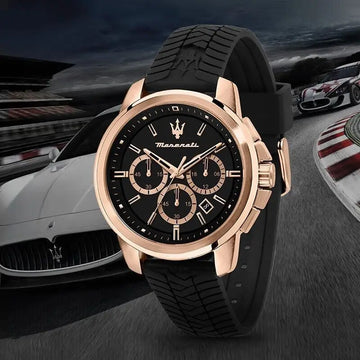 Maserati Luxury Watch Men's Sports Racing Success Series Fashion Multifunction Waterproof Silicone Strap Quartz Watch